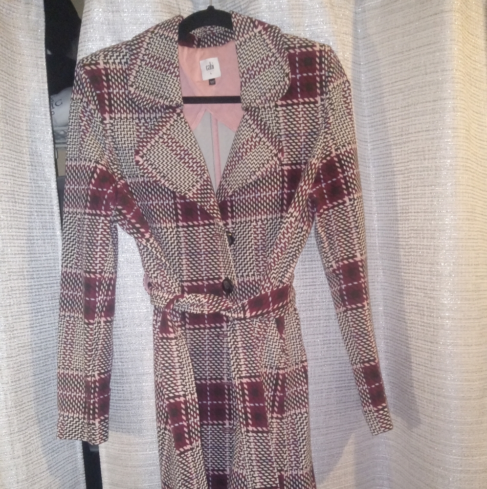 Cabi women's plaid trench coat size Large